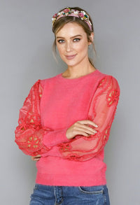 Coral Sleeve Detail Top