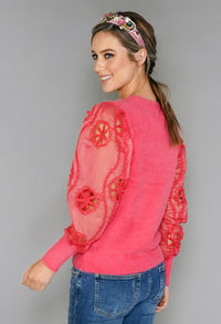 Coral Sleeve Detail Top