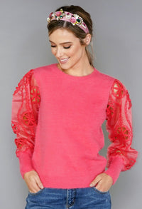 Coral Sleeve Detail Top