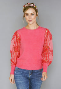 Coral Sleeve Detail Top