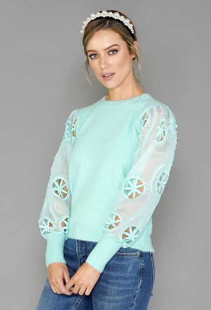 Mint Green Sleeve Detail Top