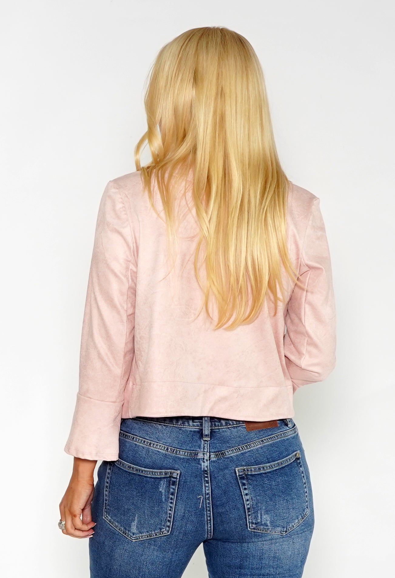 Light Rose Faux Suede Jacket with Silver Detail