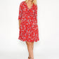 Red Frill Detail Floral Dress