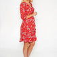 Red Frill Detail Floral Dress