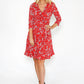 Red Frill Detail Floral Dress