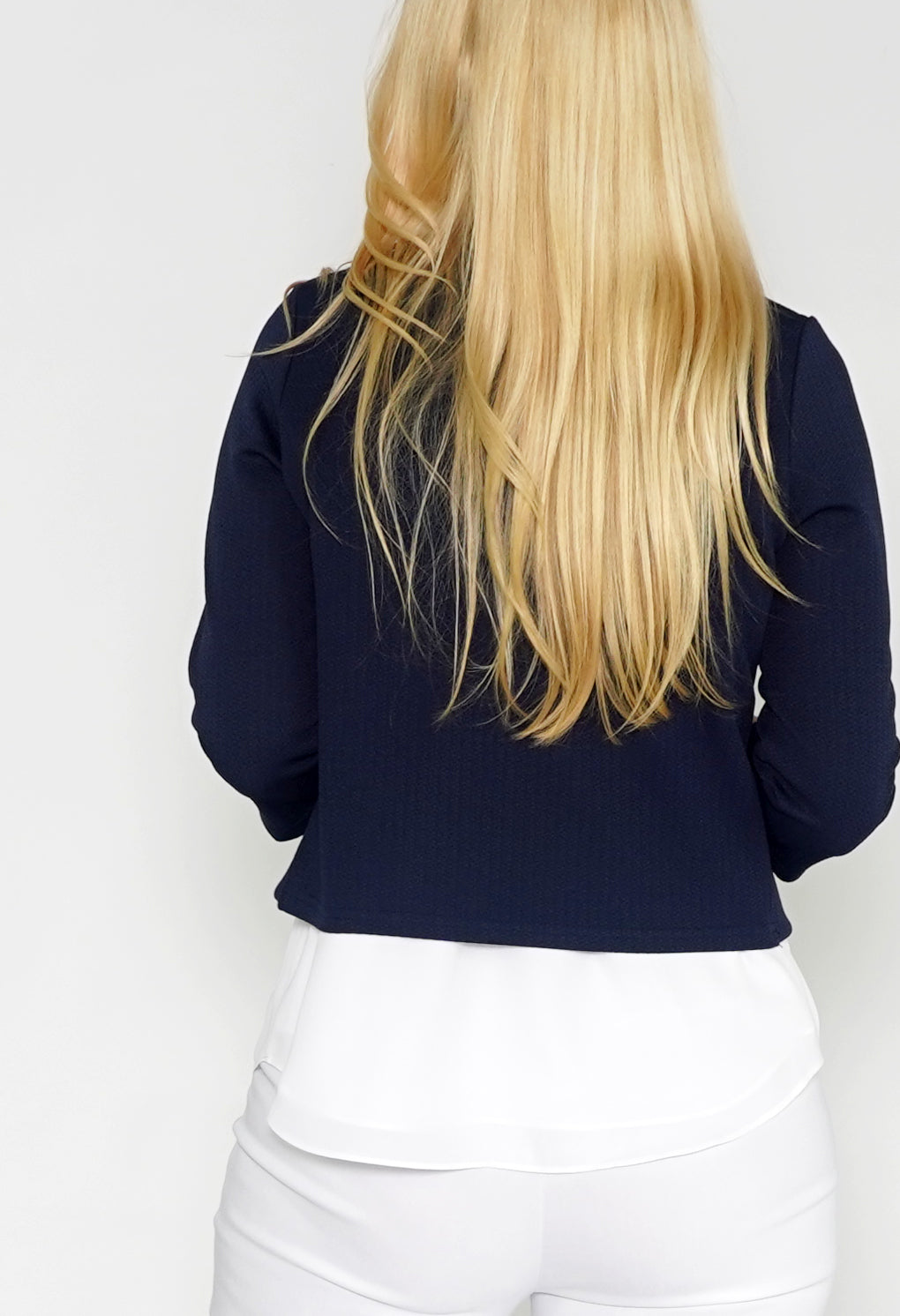 Navy TEXTURED CROPPED JACKET