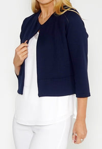 Navy TEXTURED CROPPED JACKET