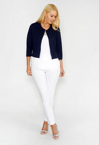 Navy TEXTURED CROPPED JACKET