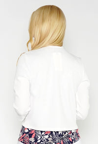 White Textured Cropped Jacket