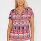 Twist Printed Top with Necklace Detail