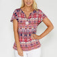 Twist Printed Top with Necklace Detail