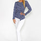 Navy Polka Dot Drape Top