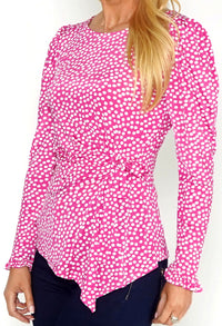 Pink Polka Dot Drape Top