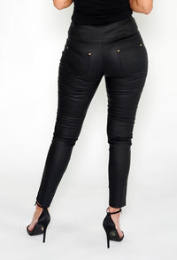 Black High Waisted Coated Trousers