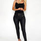 Black High Waisted Coated Trousers