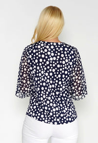 Polka Dot Trumpet Sleeve Top