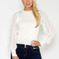 OFF WHITE JUMPER WITH TEXTURED LACE SLEEVE