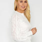 OFF WHITE JUMPER WITH TEXTURED LACE SLEEVE