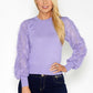 LILAC JUMPER WITH TEXTURED LACE SLEEVE