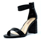 BLACK CROC PRINT BLOCK HEEL SANDAL