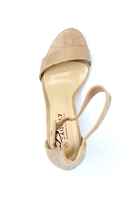 NUDE CROC PRINT BLOCK HEEL SANDAL