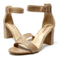 NUDE CROC PRINT BLOCK HEEL SANDAL