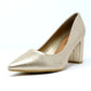 Gold Pointed Block Heel