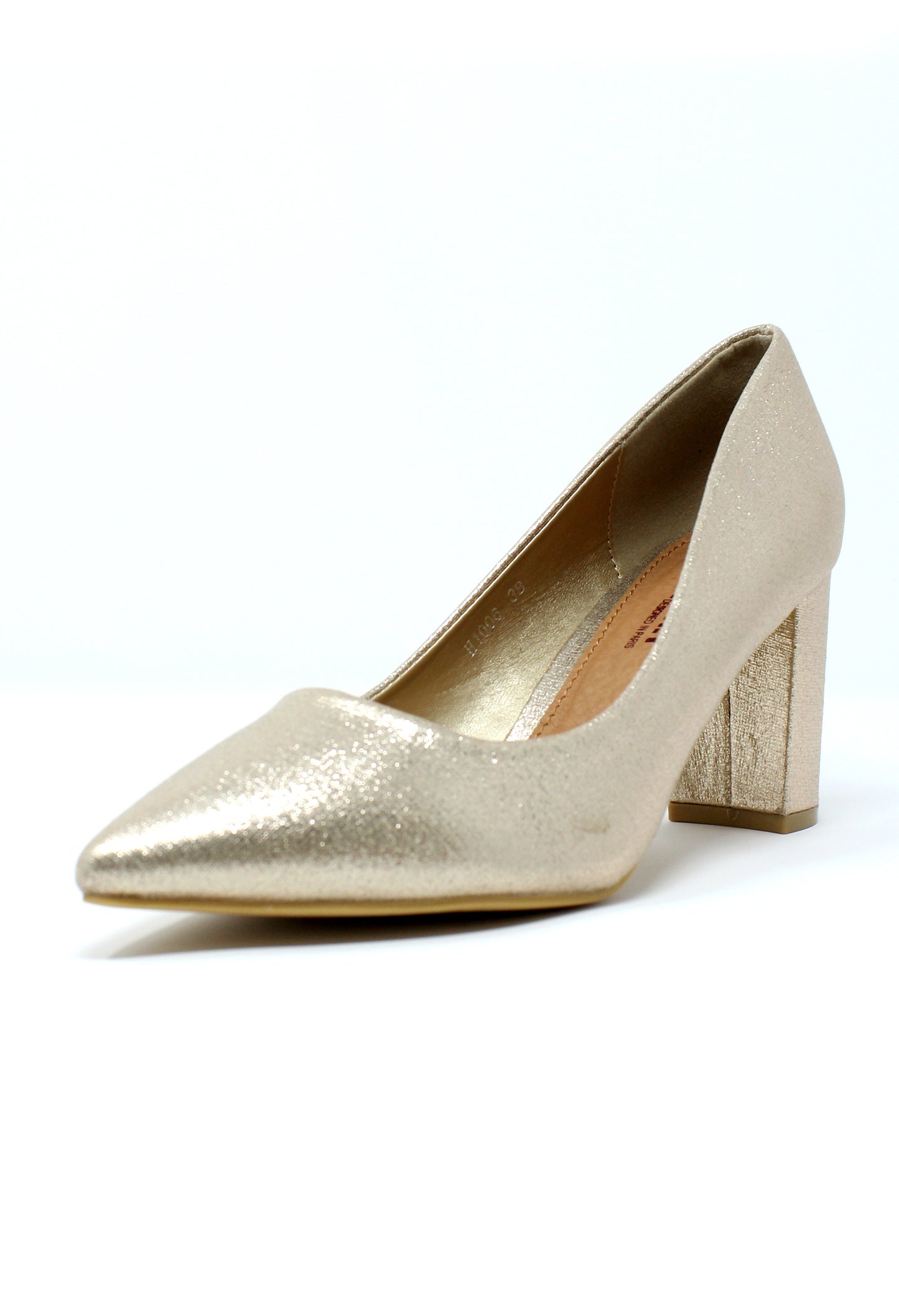 Gold Pointed Block Heel