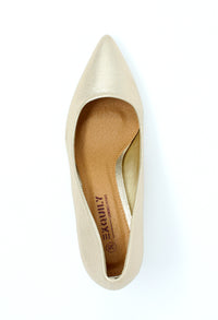 Gold Pointed Block Heel