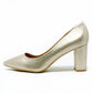 Gold Pointed Block Heel