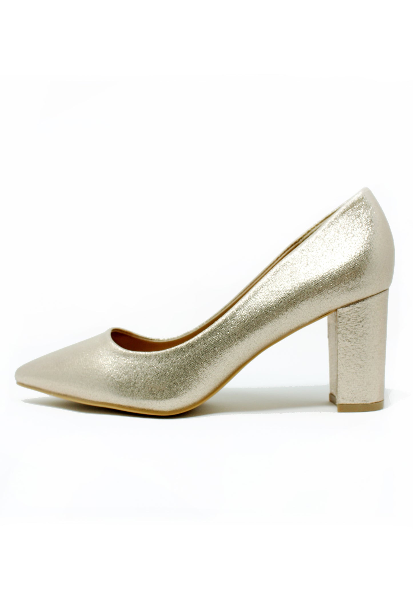 Gold Pointed Block Heel