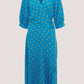 BLUE PUFF SLEEVE WRAP DRESS