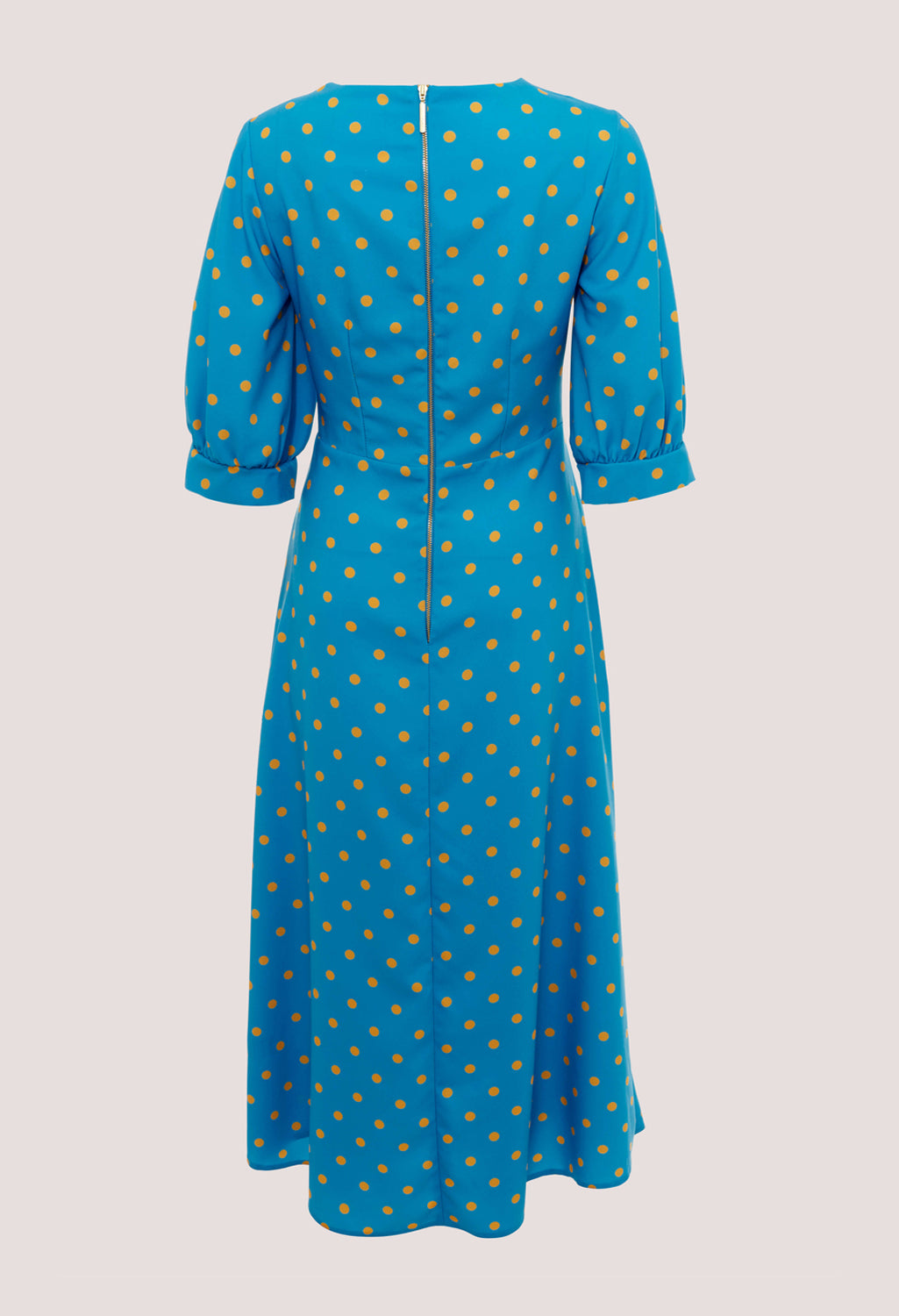 BLUE PUFF SLEEVE WRAP DRESS