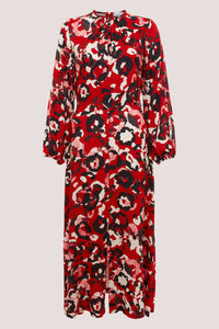 RED A-LINE MIDI DRESS