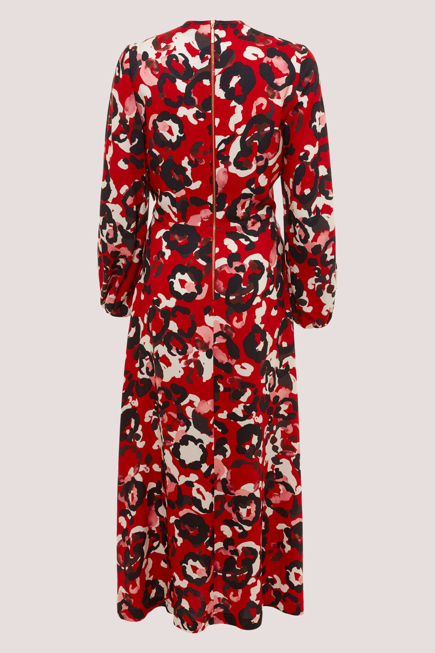 RED A-LINE MIDI DRESS