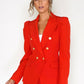 Flame Red Puff Sleeve Blazer