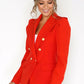 Flame Red Puff Sleeve Blazer