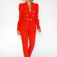 Flame Red Puff Sleeve Blazer