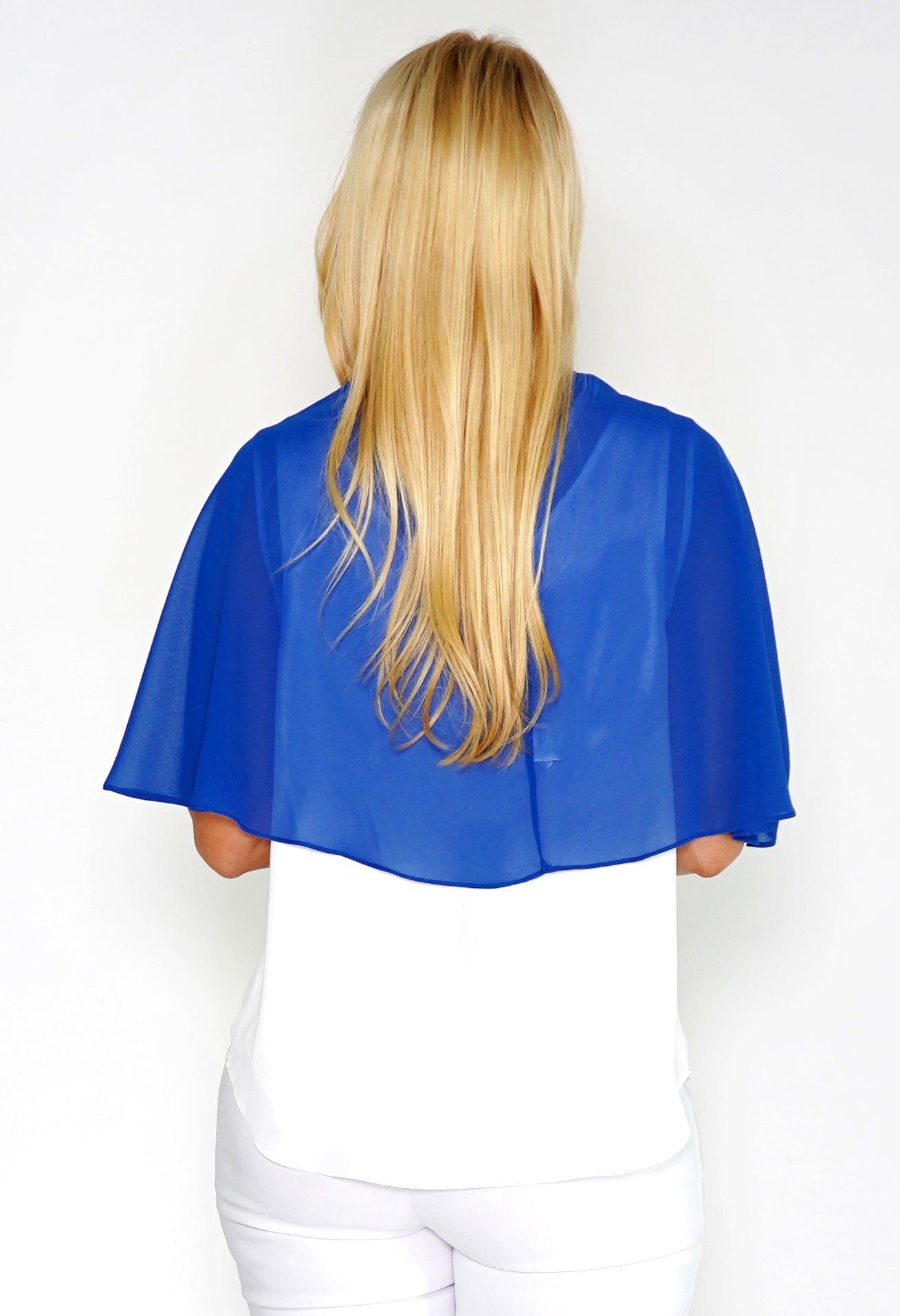 Blue Chiffon Shoulder Wrap