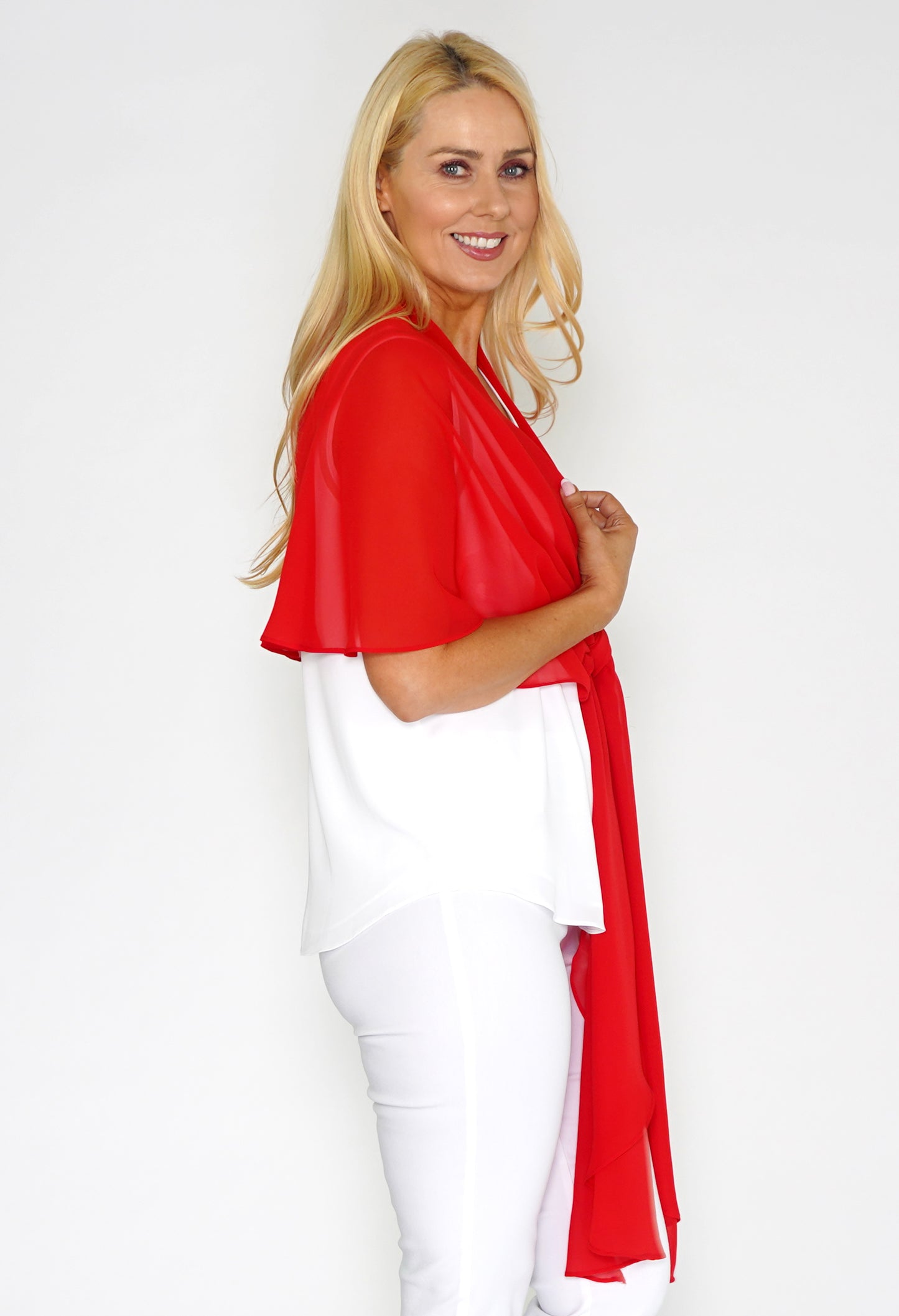 Red Chiffon Shoulder Wrap