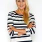 Stripe Top with Button Detail