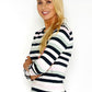 Stripe Top with Button Detail