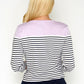 Stripe Top with Shoulder Button Detail