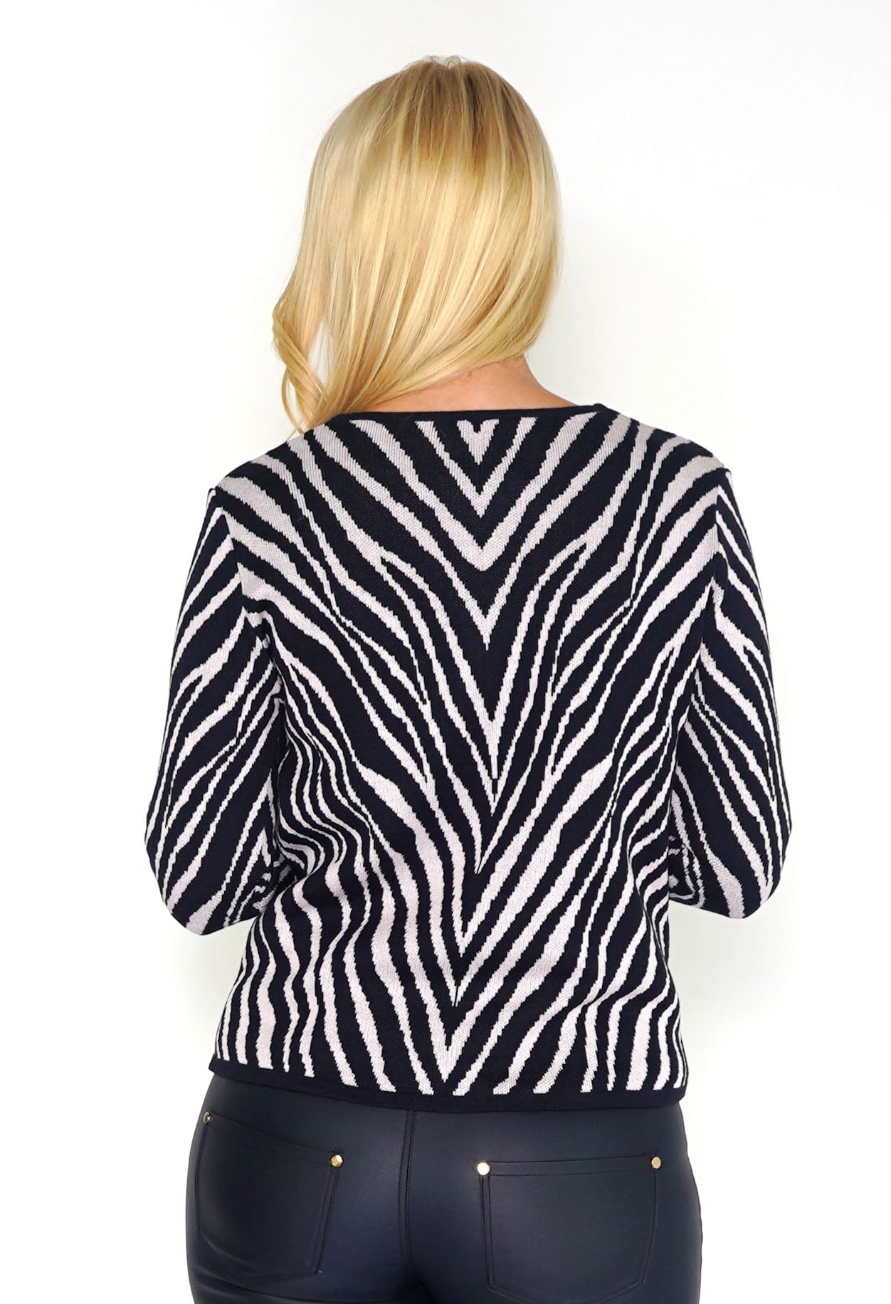 Navy and Pink Zebra Zip-up