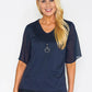 Navy Tulle Sleeve Top