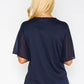 Navy Tulle Sleeve Top