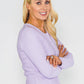 Lilac Cardigan with Scalloped Hem