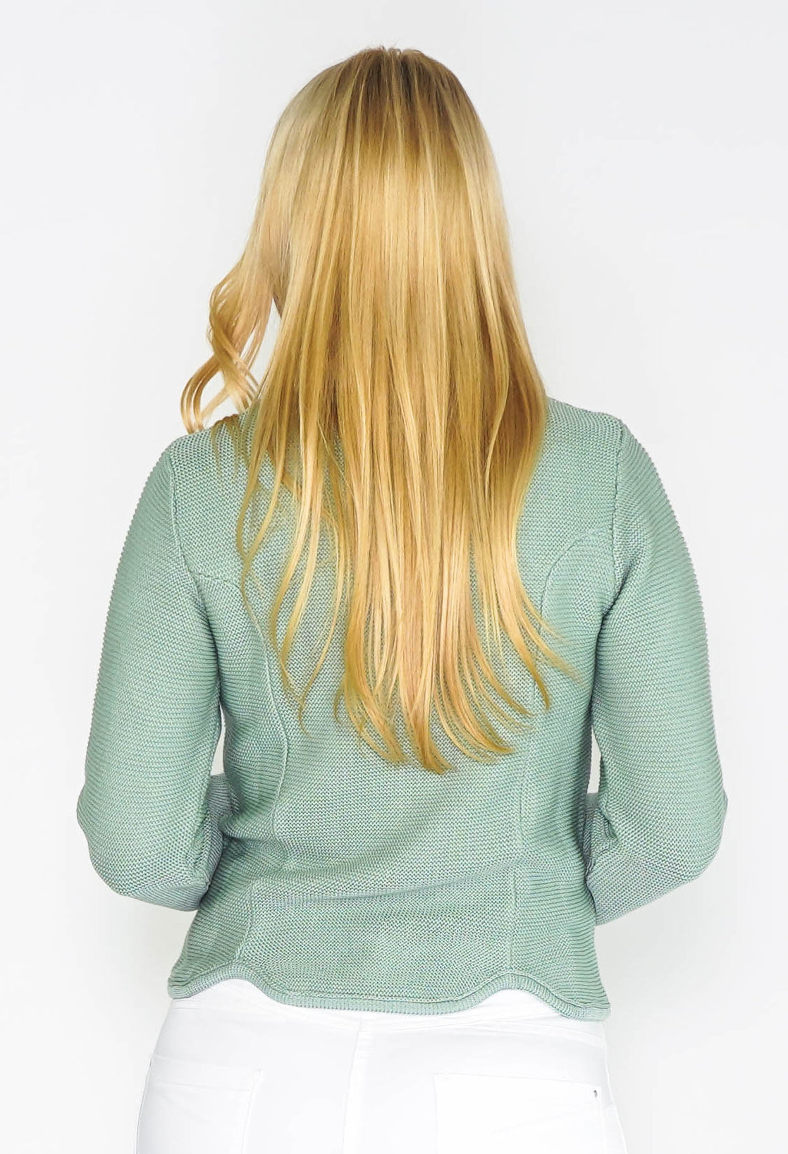 Sage Cardigan with Scalloped Hem