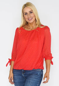 Coral LUREX STRIPE and Spot BLOUSE