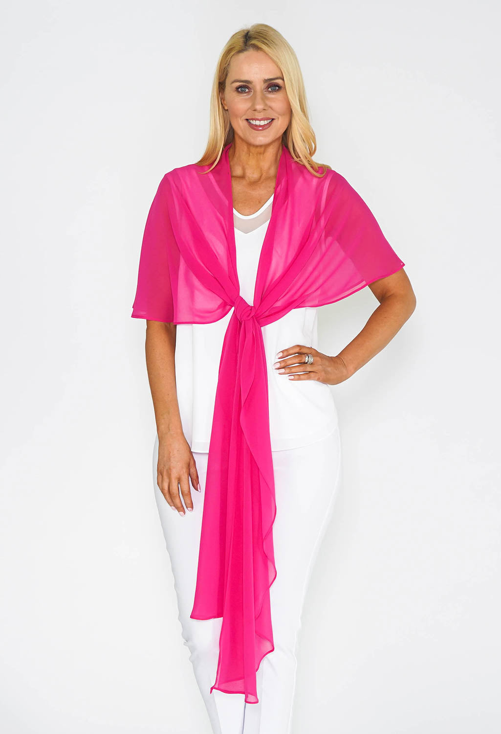 Pink Chiffon Shoulder Wrap